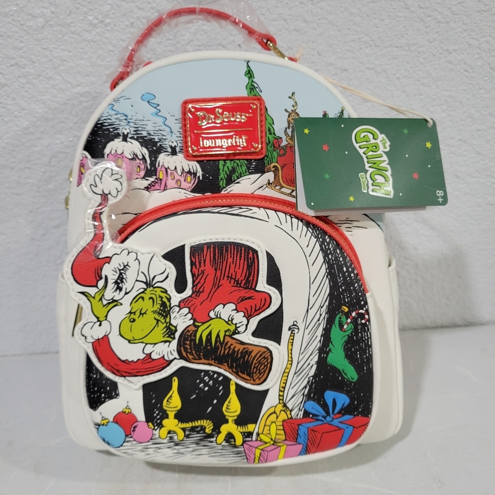 Loungefly Dr. Seuss The Grinch Chimney Thief Adult Womens Double Strap NWT